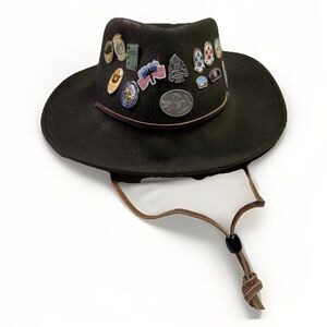 Vintage Wool Felt Ranger Hat w/ Scout & National Park Pins | Campaign Style
